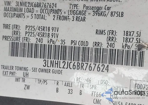 2011 Lincoln Mkz from USA, damaged, VIN 3LNHL2JC6BR767624